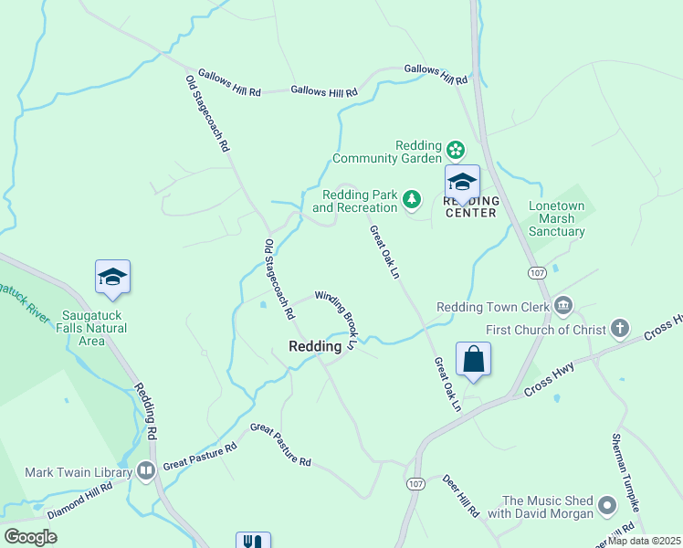 map of restaurants, bars, coffee shops, grocery stores, and more near 26 Winding Brook Lane in Redding