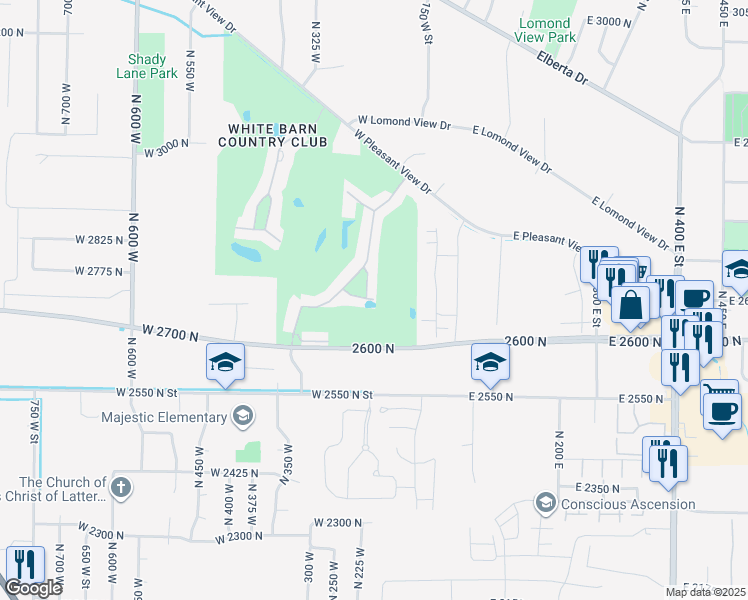 map of restaurants, bars, coffee shops, grocery stores, and more near 229 Rose Anne Circle in Ogden