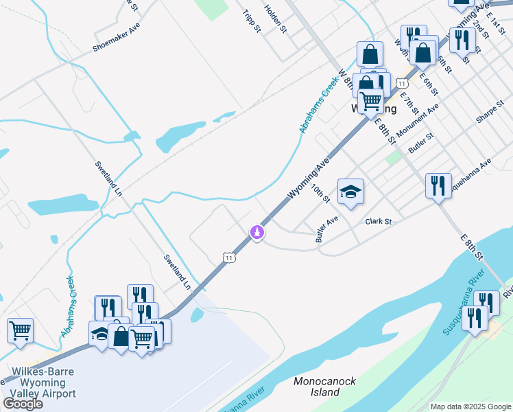 map of restaurants, bars, coffee shops, grocery stores, and more near 675 Wyoming Avenue in Wyoming