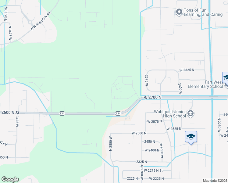 map of restaurants, bars, coffee shops, grocery stores, and more near 2838 West 2705 North in Ogden