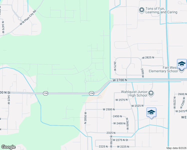 map of restaurants, bars, coffee shops, grocery stores, and more near 2814 West 2705 North in Ogden