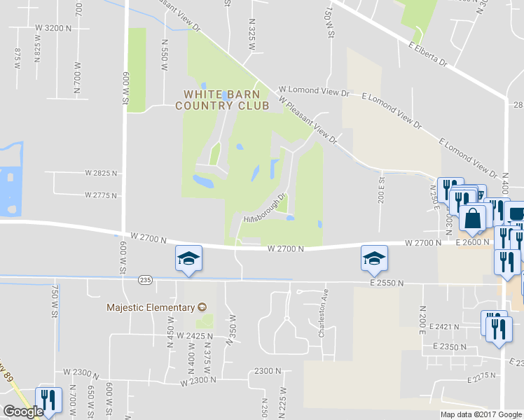 map of restaurants, bars, coffee shops, grocery stores, and more near 97 Hillsborough Drive in Pleasant View