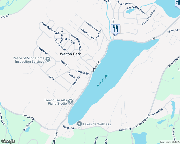 map of restaurants, bars, coffee shops, grocery stores, and more near 11 Heaton Road in Monroe