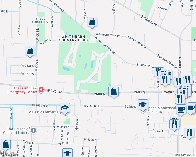 map of restaurants, bars, coffee shops, grocery stores, and more near 212 Rose Anne Circle in Ogden