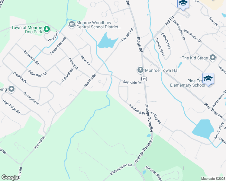 map of restaurants, bars, coffee shops, grocery stores, and more near 26 Prestwick Drive in Monroe