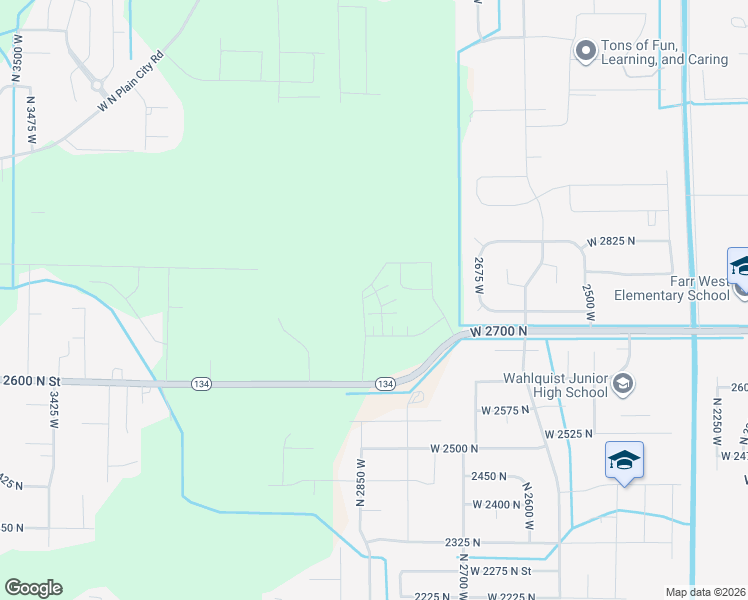 map of restaurants, bars, coffee shops, grocery stores, and more near 2831 West 2720 North in Ogden