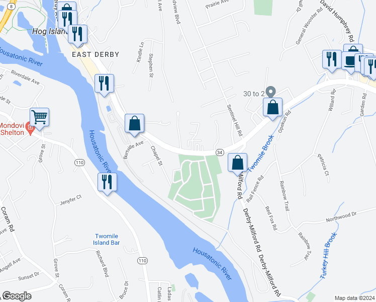 map of restaurants, bars, coffee shops, grocery stores, and more near in Derby