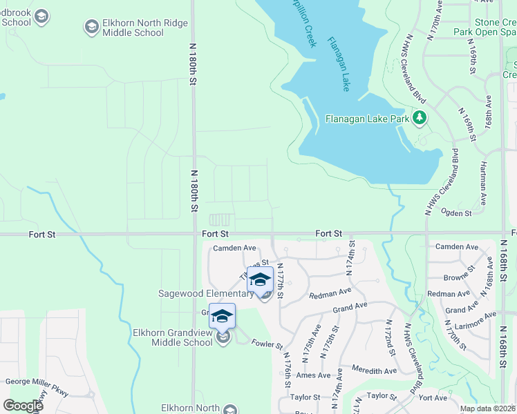 map of restaurants, bars, coffee shops, grocery stores, and more near 17699 Fort Street in Omaha