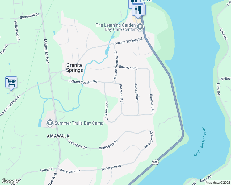 map of restaurants, bars, coffee shops, grocery stores, and more near 7 Seminary Lane in Granite Springs