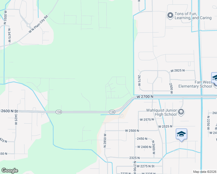 map of restaurants, bars, coffee shops, grocery stores, and more near 2831 West 2720 North in Ogden