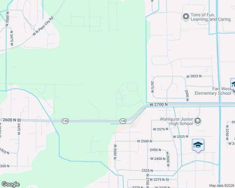 map of restaurants, bars, coffee shops, grocery stores, and more near 2837 West 2720 North in Ogden