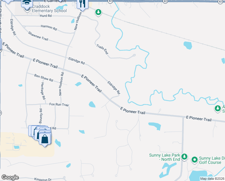 map of restaurants, bars, coffee shops, grocery stores, and more near 432 Eldridge Road in Aurora