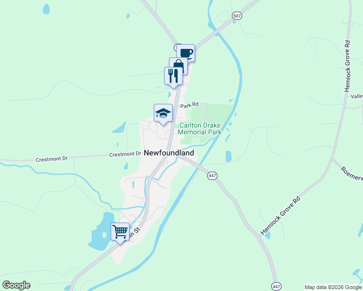 map of restaurants, bars, coffee shops, grocery stores, and more near 984 Main Street in Newfoundland