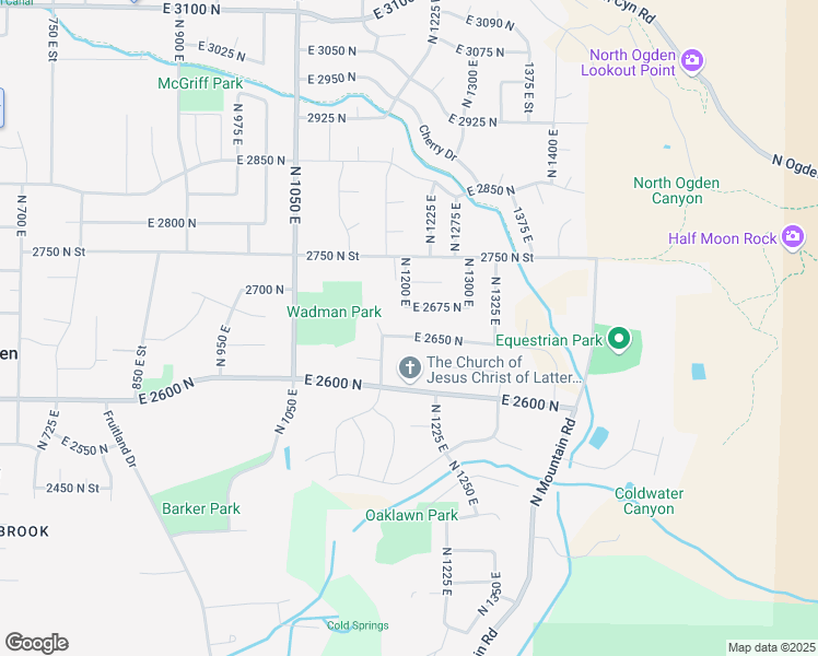 map of restaurants, bars, coffee shops, grocery stores, and more near 1164 East 2650 North in Ogden