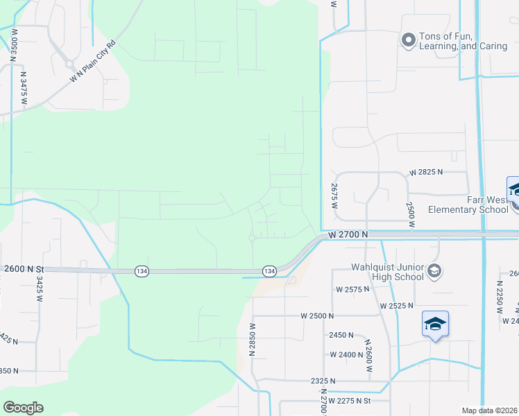 map of restaurants, bars, coffee shops, grocery stores, and more near 2834 West 2720 North in Ogden