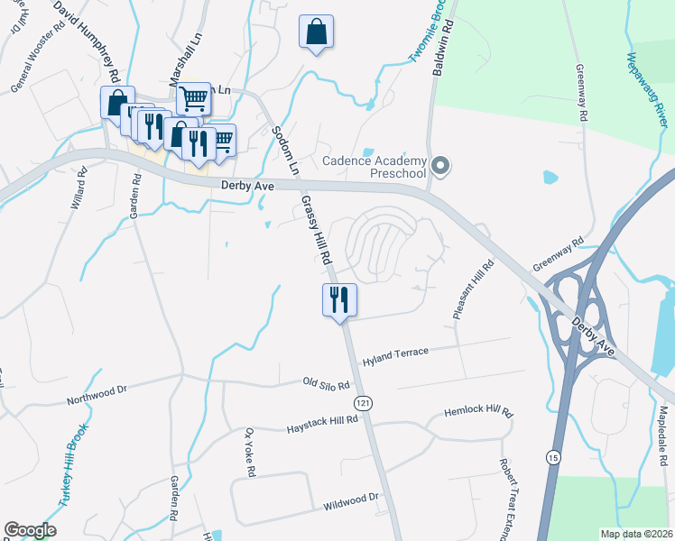map of restaurants, bars, coffee shops, grocery stores, and more near 10 Skyview Rd in Orange