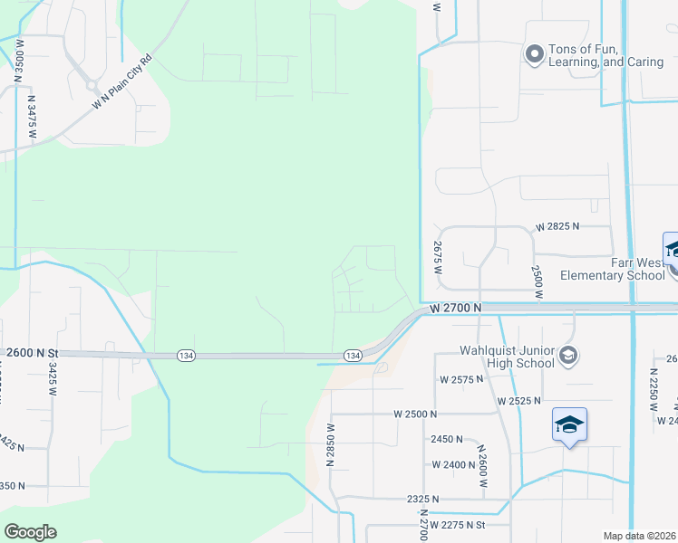 map of restaurants, bars, coffee shops, grocery stores, and more near 2834 West 2720 North in Weber County