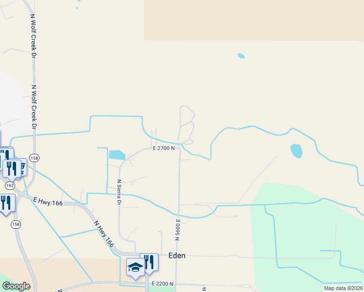 map of restaurants, bars, coffee shops, grocery stores, and more near 5674 East 2700 North in Eden