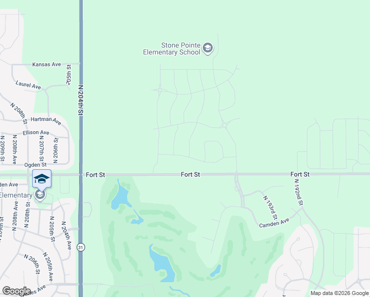 map of restaurants, bars, coffee shops, grocery stores, and more near 19584-20398 Fort Street in Bennington