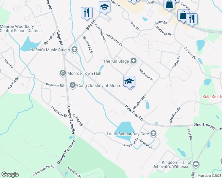 map of restaurants, bars, coffee shops, grocery stores, and more near 29 Seals Drive in Monroe