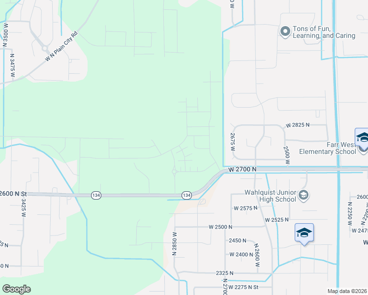 map of restaurants, bars, coffee shops, grocery stores, and more near 2824 West 2720 North in Farr West