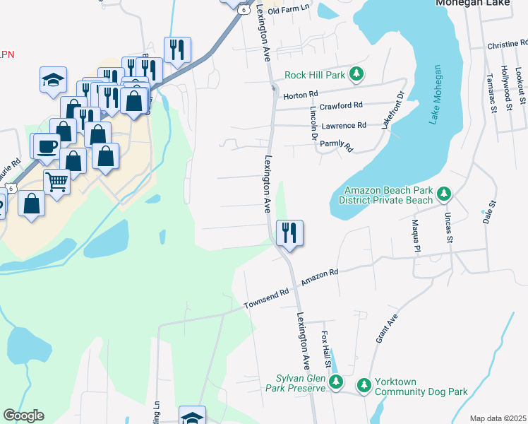 map of restaurants, bars, coffee shops, grocery stores, and more near 3149 Lexington Avenue in Mohegan Lake