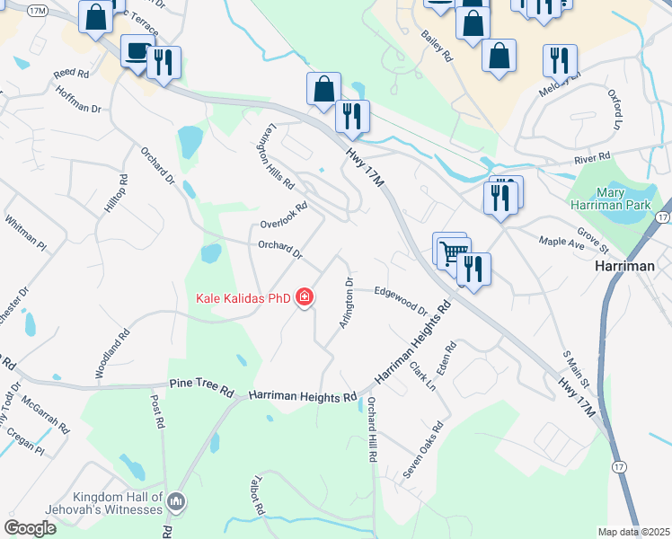 map of restaurants, bars, coffee shops, grocery stores, and more near 4 Berwynn Road in Harriman