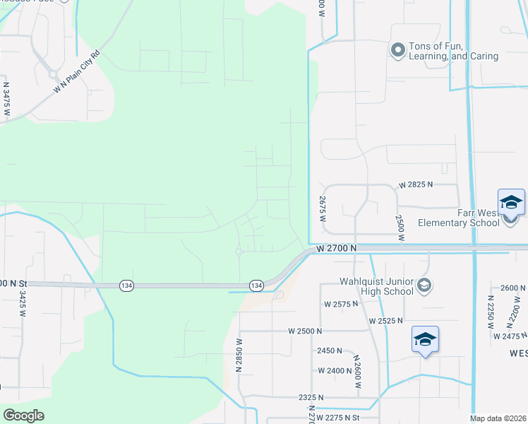 map of restaurants, bars, coffee shops, grocery stores, and more near 2727 North 2775 West in Ogden