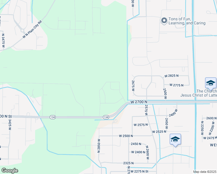map of restaurants, bars, coffee shops, grocery stores, and more near 2727 West 2775 North in Plain City
