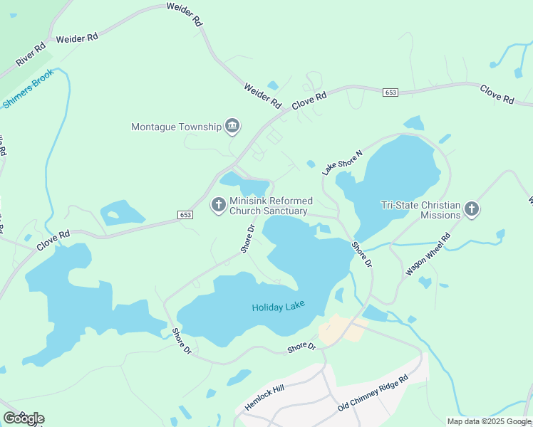 map of restaurants, bars, coffee shops, grocery stores, and more near 442 Shore Drive in Montague