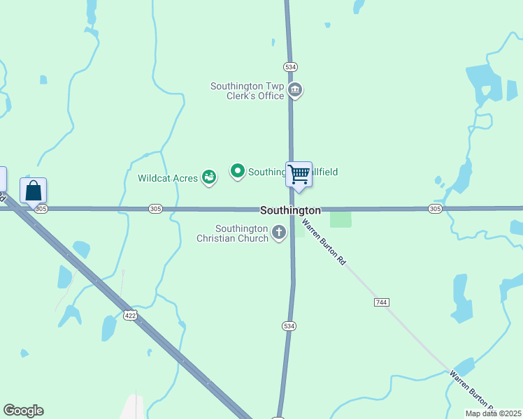 map of restaurants, bars, coffee shops, grocery stores, and more near 4432 Highway 305 in Southington