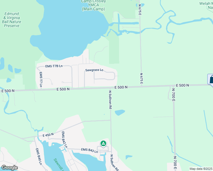 map of restaurants, bars, coffee shops, grocery stores, and more near 6456 East 500 North in Leesburg