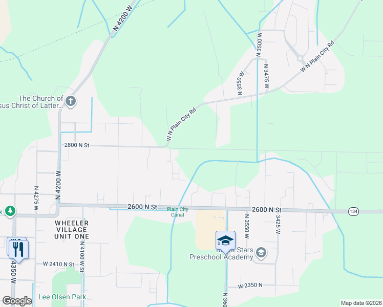 map of restaurants, bars, coffee shops, grocery stores, and more near 3800 2800 North Street in Ogden