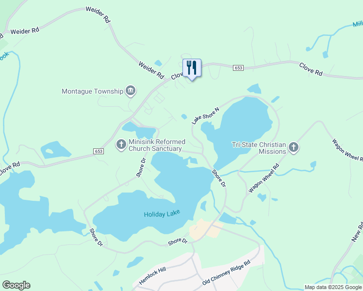 map of restaurants, bars, coffee shops, grocery stores, and more near 211 Lake Drive in Montague