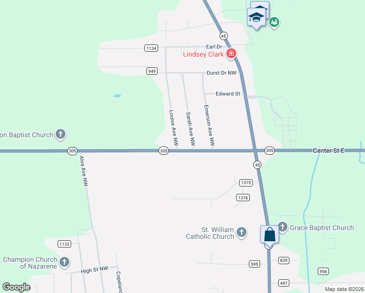 map of restaurants, bars, coffee shops, grocery stores, and more near 266 Center Street West in Warren