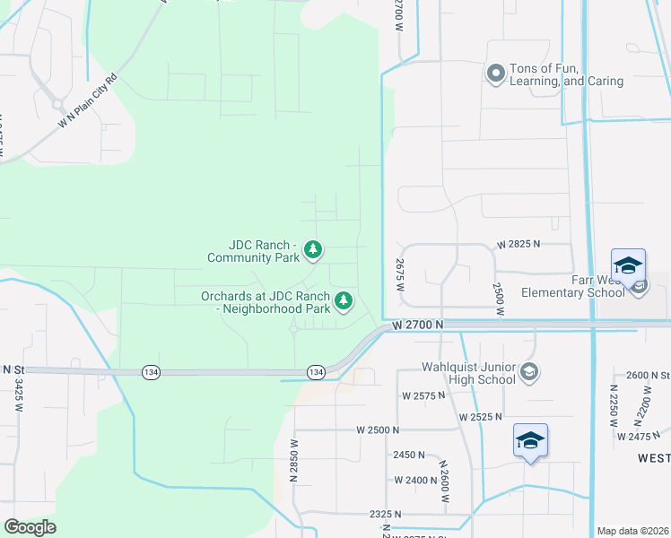 map of restaurants, bars, coffee shops, grocery stores, and more near 2773 2675 West in Ogden