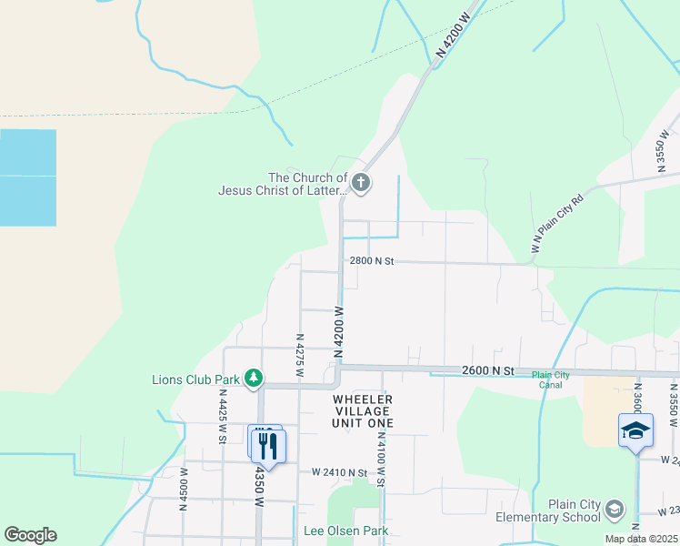 map of restaurants, bars, coffee shops, grocery stores, and more near 2782 West 2775 North in Plain City