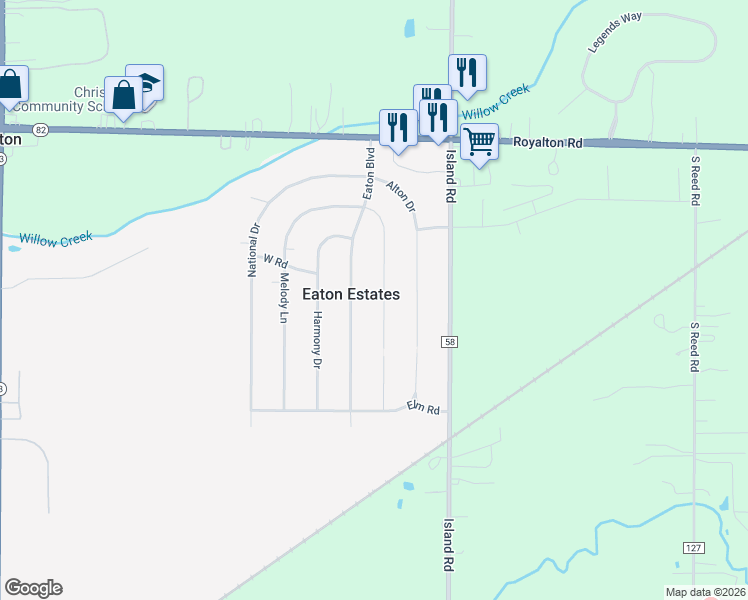 map of restaurants, bars, coffee shops, grocery stores, and more near in Eaton Estates
