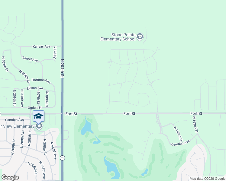 map of restaurants, bars, coffee shops, grocery stores, and more near 19584-20398 Fort Street in Bennington