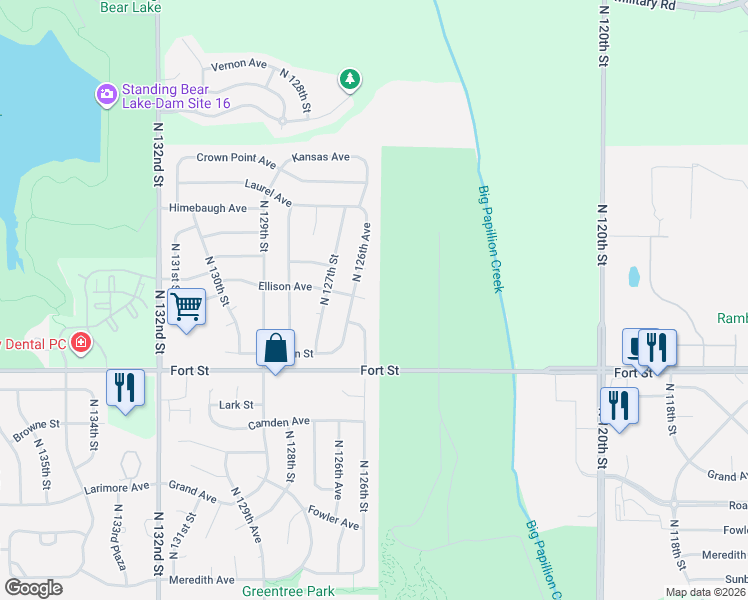 map of restaurants, bars, coffee shops, grocery stores, and more near 12613 Ellison Circle in Omaha