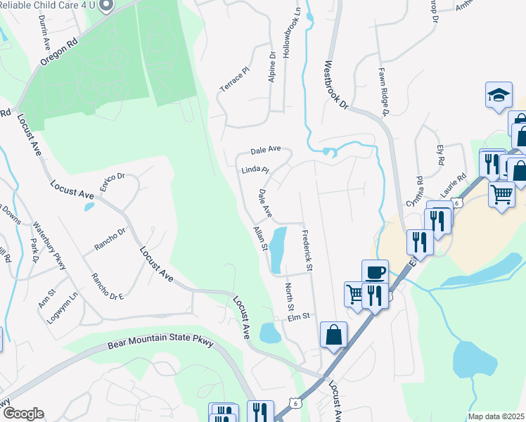 map of restaurants, bars, coffee shops, grocery stores, and more near 115 Dale Avenue in Cortlandt