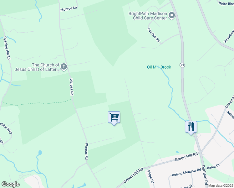 map of restaurants, bars, coffee shops, grocery stores, and more near 299 Ridge Road in Madison