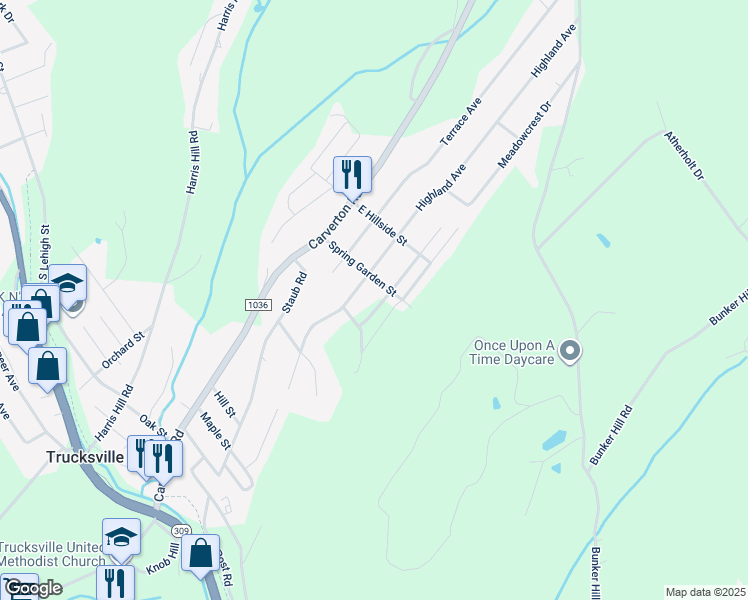map of restaurants, bars, coffee shops, grocery stores, and more near 170 Clearview Avenue in Trucksville