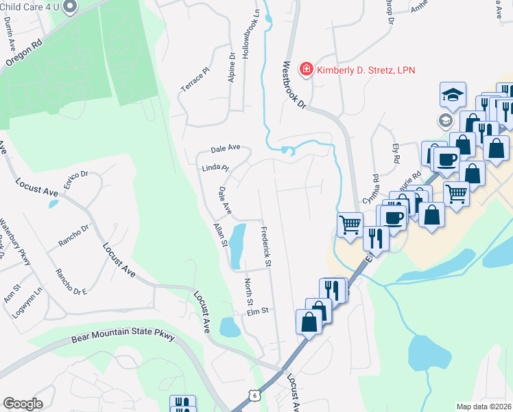 map of restaurants, bars, coffee shops, grocery stores, and more near 186 Frederick Street in Cortlandt