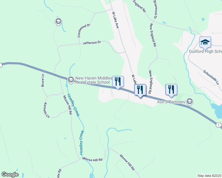 map of restaurants, bars, coffee shops, grocery stores, and more near 2558 Boston Post Road in Guilford