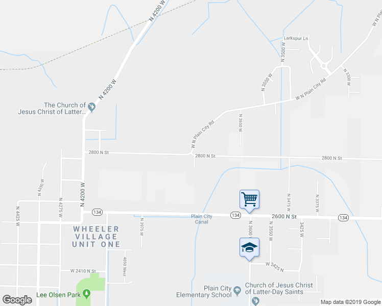 map of restaurants, bars, coffee shops, grocery stores, and more near 3325 North Plain City Road in Plain City