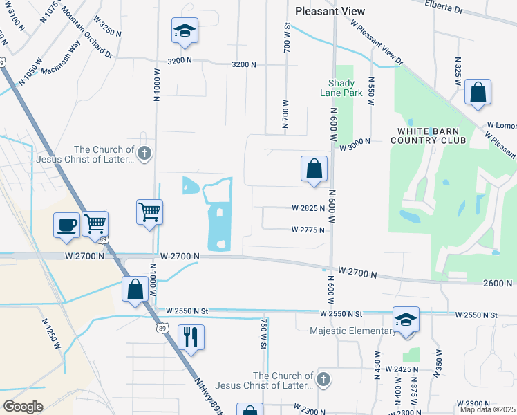 map of restaurants, bars, coffee shops, grocery stores, and more near 778 West 2825 North in Pleasant View