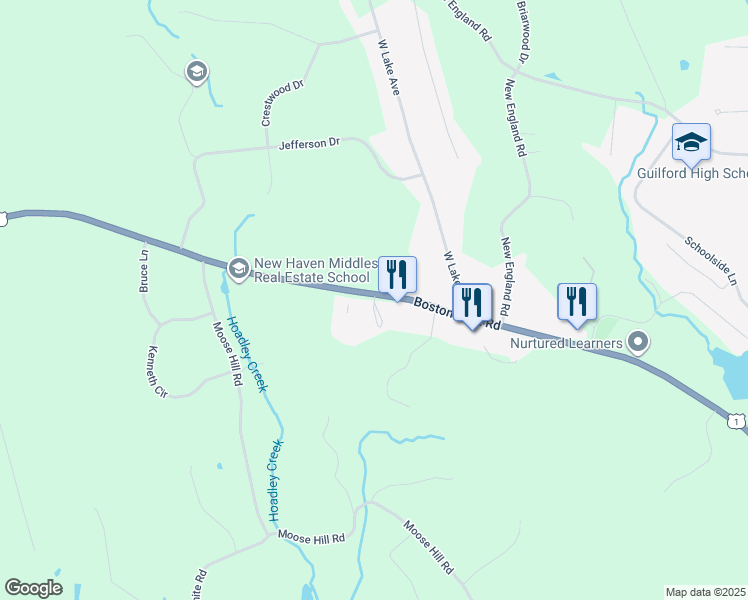 map of restaurants, bars, coffee shops, grocery stores, and more near 2558 Boston Post Road in Guilford