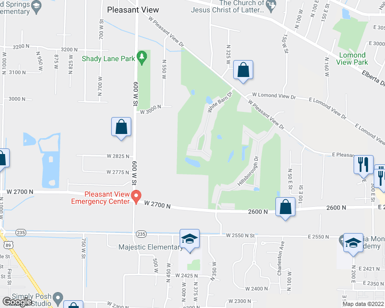 map of restaurants, bars, coffee shops, grocery stores, and more near 325 West Willow Way in Pleasant View