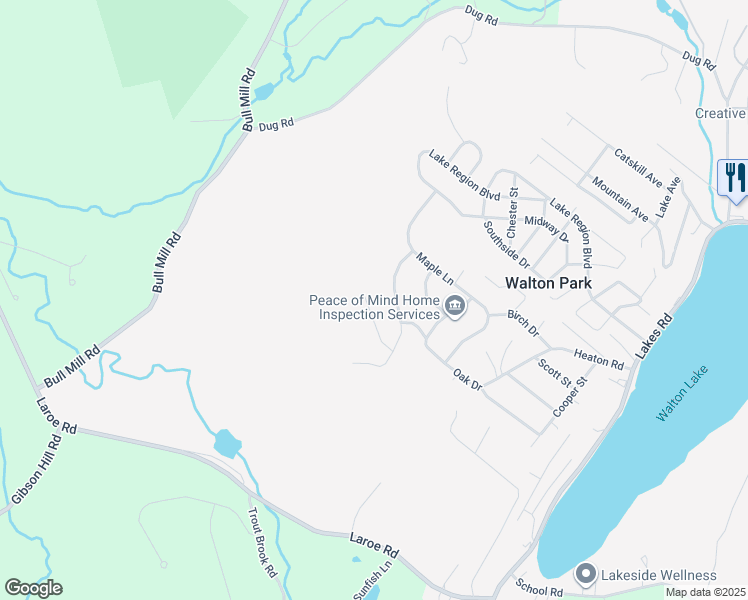 map of restaurants, bars, coffee shops, grocery stores, and more near 36 Juniper Lane in Monroe